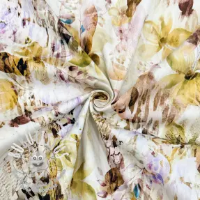 Tissu coton SATIN Maui yellow digital print