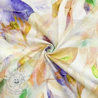 Tissu coton SATIN Hawaii yellow digital print