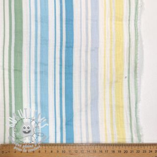 Tissu double gaze/mousseline Beach Stripe blue