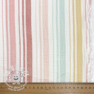 Tissu double gaze/mousseline Beach Stripe red