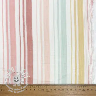 Tissu double gaze/mousseline Beach Stripe red