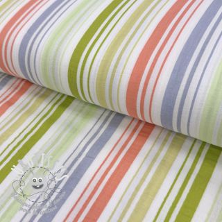 Tissu double gaze/mousseline Beach Stripe green
