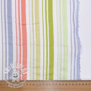 Tissu double gaze/mousseline Beach Stripe green