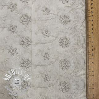Tissu coton EMBROIDERY Catchy daisy beige