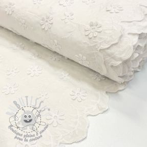 Tissu coton EMBROIDERY Catchy daisy off white