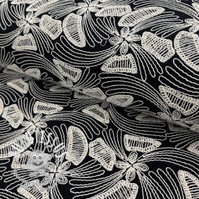 Tissu coton EMBROIDERY Amia black