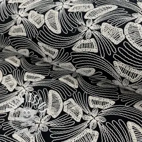 Tissu coton EMBROIDERY Amia black