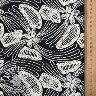 Tissu coton EMBROIDERY Amia black