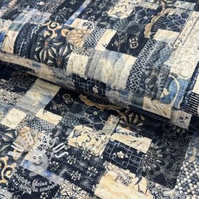 Tissu coton TWILL DENIM Mix print design A