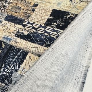 Tissu coton TWILL DENIM Mix print design A