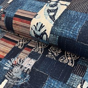 Tissu coton TWILL DENIM Mix print design B