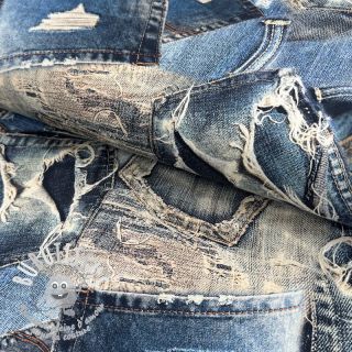 Tissu coton TWILL DENIM Mix print design C