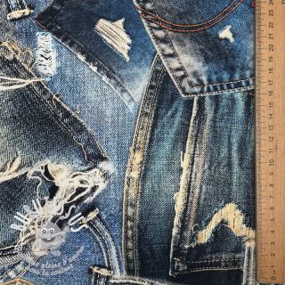 Tissu coton TWILL DENIM Mix print design C