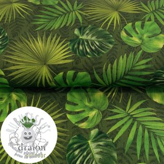 Tissu déco avec finition en Teflon LEAVES AMAZON