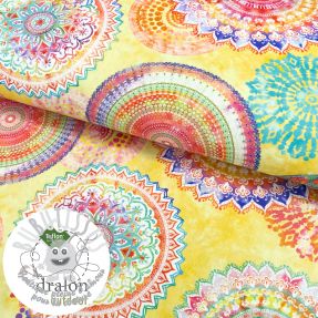 Tissu déco avec finition en Teflon MANDALA WATERCOLOUR YELLOW