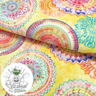 Tissu déco avec finition en Teflon MANDALA WATERCOLOUR YELLOW