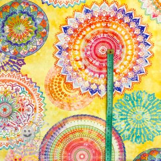Tissu déco avec finition en Teflon MANDALA WATERCOLOUR YELLOW