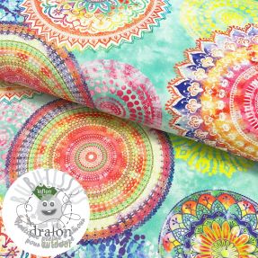 Tissu déco avec finition en Teflon MANDALA WATERCOLOUR GREEN
