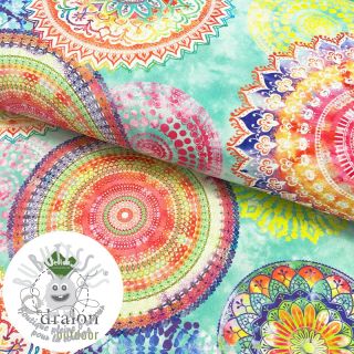 Tissu déco avec finition en Teflon MANDALA WATERCOLOUR GREEN