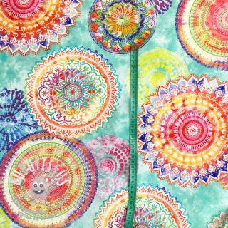 Tissu déco avec finition en Teflon MANDALA WATERCOLOUR GREEN
