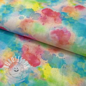 Tissu mélange lin et cotton Abstract flowers RAMIE blue digital print 2nd class