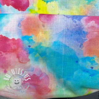 Tissu mélange lin et cotton Abstract flowers RAMIE blue digital print 2nd class