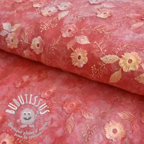 Tissu coton TIE DYE EMBROIDERY Poppy design K