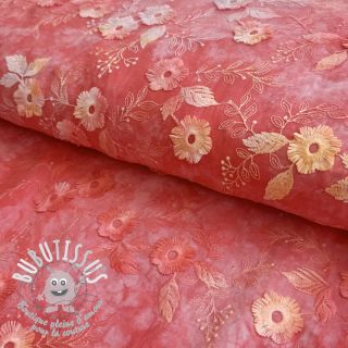 Tissu coton TIE DYE EMBROIDERY Poppy design K