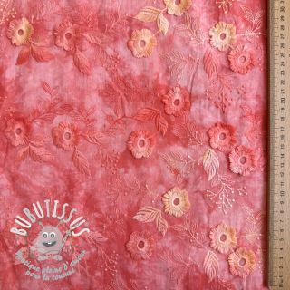 Tissu coton TIE DYE EMBROIDERY Poppy design K