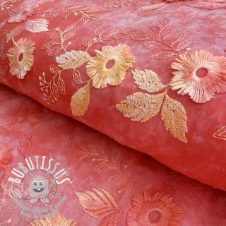 Tissu coton TIE DYE EMBROIDERY Poppy design K
