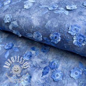 Tissu coton TIE DYE EMBROIDERY Poppy design L