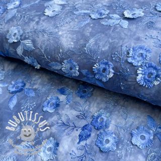 Tissu coton TIE DYE EMBROIDERY Poppy design L
