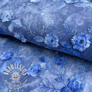 Tissu coton TIE DYE EMBROIDERY Poppy design L