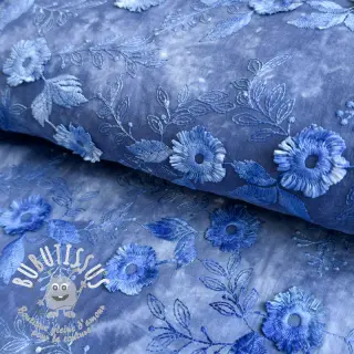 Tissu coton TIE DYE EMBROIDERY Poppy design L