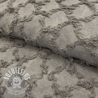 Tissu coton Lin Vintage Fringe Diamonds grey