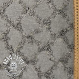 Tissu coton Lin Vintage Fringe Diamonds grey