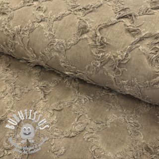 Tissu coton Lin Vintage Fringe Diamonds naturals