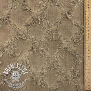 Tissu coton Lin Vintage Fringe Diamonds naturals