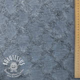 Tissu coton Lin Vintage Fringe Diamonds blue