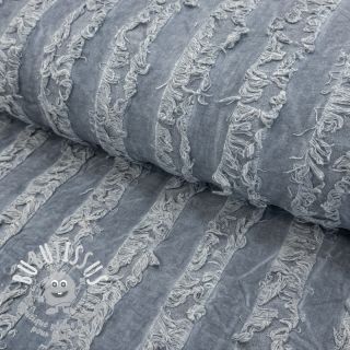 Tissu coton Lin Vintage Fringe Stripe blue