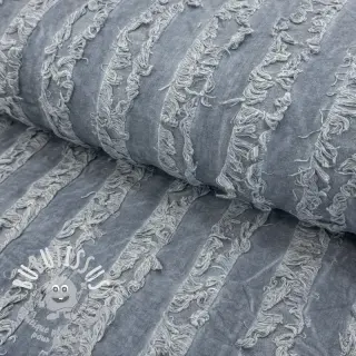 Tissu coton Lin Vintage Fringe Stripe blue