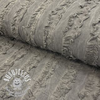 Tissu coton Lin Vintage Fringe Stripe grey
