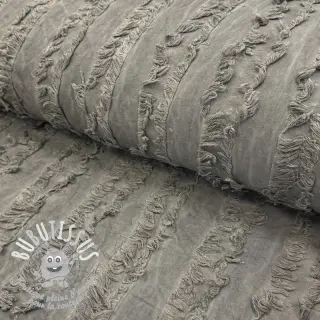 Tissu coton Lin Vintage Fringe Stripe grey