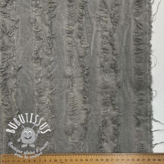 Tissu coton Lin Vintage Fringe Stripe grey