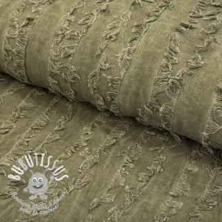 Tissu coton Lin Vintage Fringe Stripe army