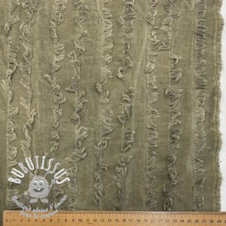 Tissu coton Lin Vintage Fringe Stripe army