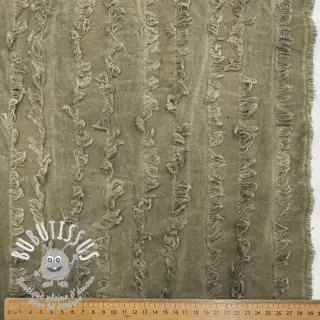 Tissu coton Lin Vintage Fringe Stripe army