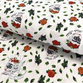 Tissu coton FRIDA Art rose digital print