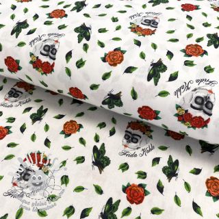 Tissu coton FRIDA Art rose digital print