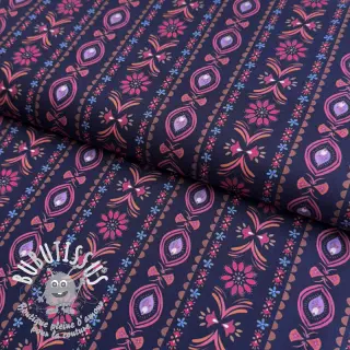 Tissu coton Motif stripe navy digital print